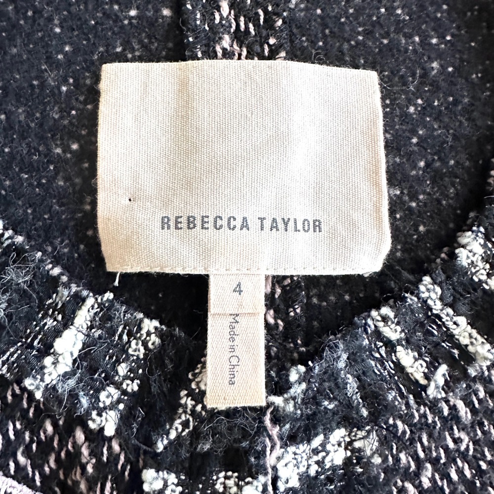 Rebecca Taylor Sz 4 Bird Embroidered Tweed Frayed Raw Hem Jacket Blazer Beaded - Picture 7 of 14